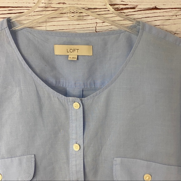 Ann Taylor Loft Blue Popover Blouse sz XL - Picture 4 of 7